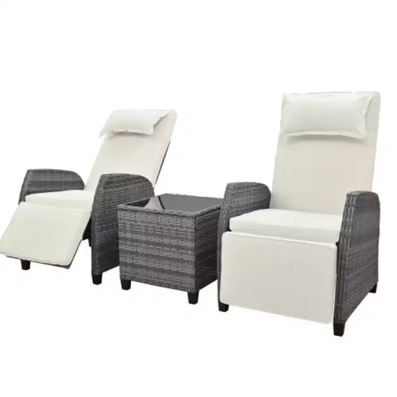 Rattan 2-Seater and Coffee Table Set: Adjustable, Perfect for Outdoor Spaces