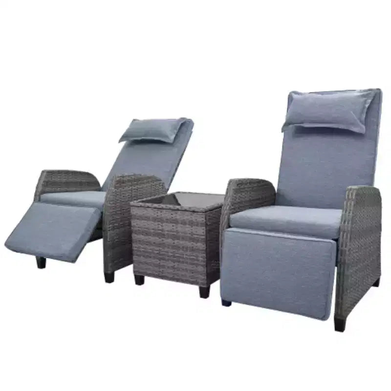 Rattan 2-Seater and Coffee Table Set: Adjustable, Perfect for Outdoor Spaces
