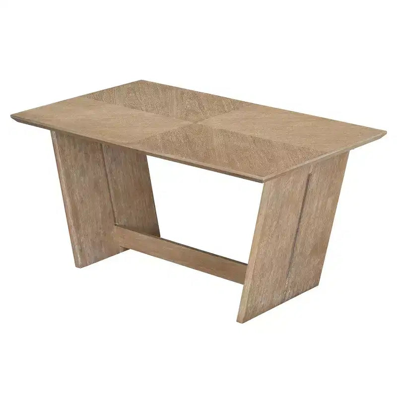 Whisen 6-Piece Retro Kitchen Dining Table Set for 6, Wood Kitchen Table and Chairs Set with Bench, Trestle Base, Soft Cushion