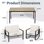4-Piece Metal Outdoor Patio Conversation Set with Cushions, 2-Rocking Chairs and Coffee Table