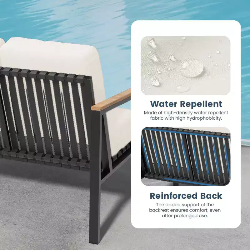 4-Piece Metal Outdoor Patio Conversation Set with Cushions, 2-Rocking Chairs and Coffee Table