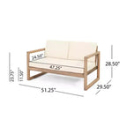 GDFStudio Petteti set met tweezitsbank en salontafel van acaciahout voor buiten, met kussens, bruin gewassen/beige
