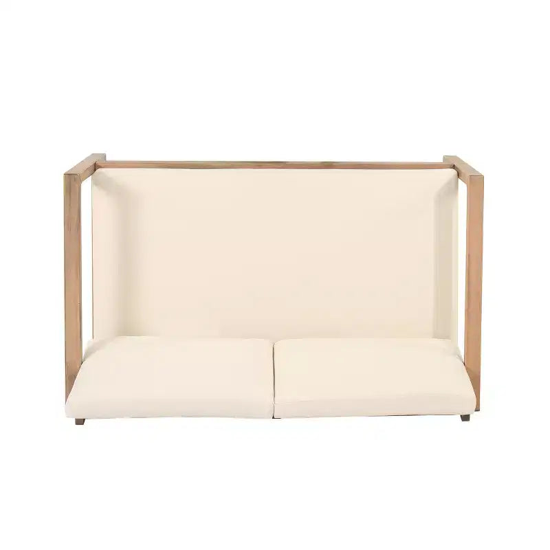 GDFStudio Petteti set met tweezitsbank en salontafel van acaciahout voor buiten, met kussens, bruin gewassen/beige