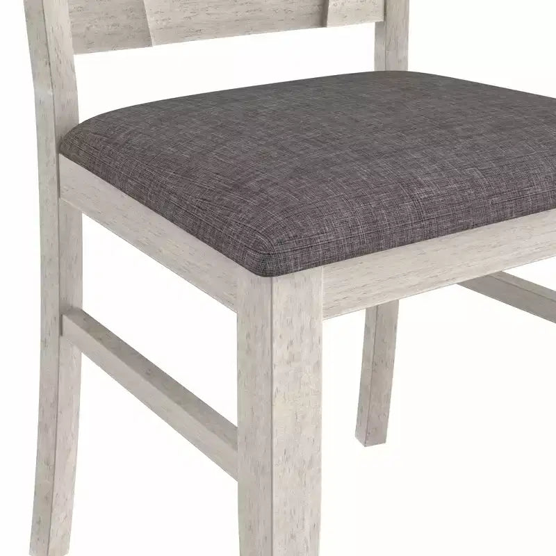 VECELO Farmhouse Style 7-Piece Dining Table Set for 6, Rubber Wood Table with 6 Upholstered Dining Chairs, Gray