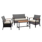 4-Piece Woven Back Conversation Set, CharcoalTeamson Home : Steel Frame & Wood Armrests