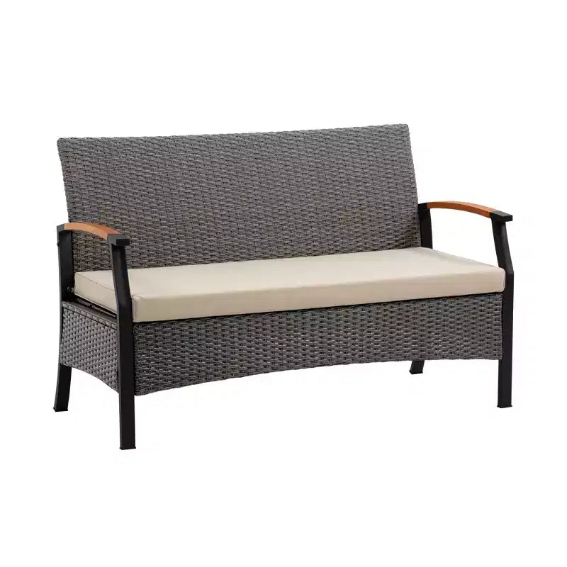 4-Piece Woven Back Conversation Set, CharcoalTeamson Home : Steel Frame & Wood Armrests