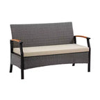 4-Piece Woven Back Conversation Set, CharcoalTeamson Home : Steel Frame & Wood Armrests