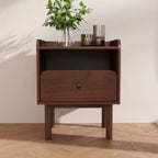 Roundhill Furniture Wyller 3-delige slaapkamermeubelset, platformbed met twee nachtkastjes, natuurlijk walnoot, queen