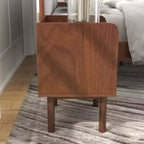 Roundhill Furniture Wyller 3-delige slaapkamermeubelset, platformbed met twee nachtkastjes, natuurlijk walnoot, queen