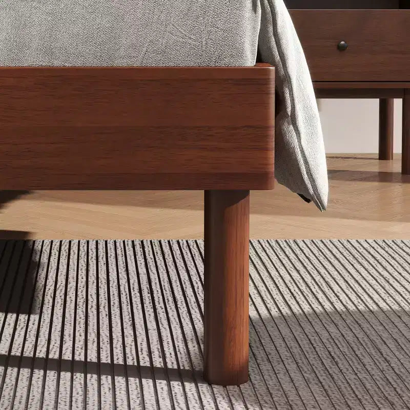 Roundhill Furniture Wyller 2-delige slaapkamermeubelset, platformbed met nachtkastje, natuurlijk walnoot, queensize