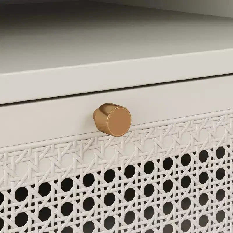 Roundhill Furniture Feeney 3-delige slaapkamermeubelset, bed met platform en twee nachtkastjes, crèmewit, queensize