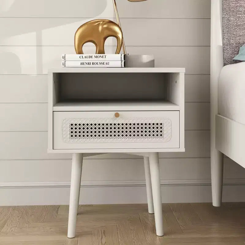 Roundhill Furniture Feeney 3-delige slaapkamermeubelset, bed met platform en twee nachtkastjes, crèmewit, queensize