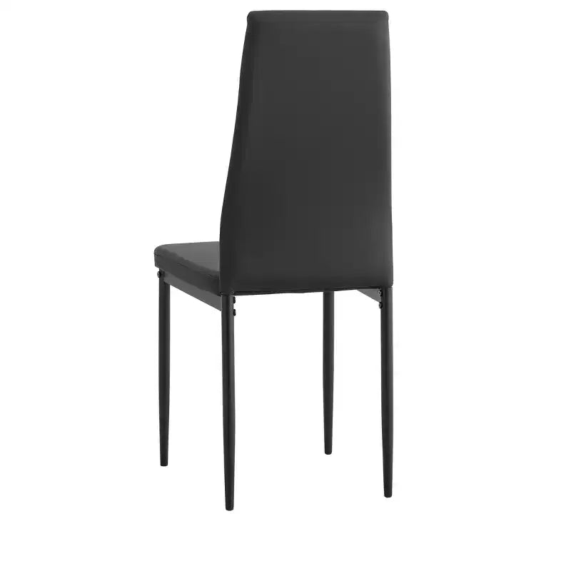 5/7 PCS Dining Table Set Dining Set with PU Chairs & Tempered Glass Dining Table, Black-ModernLuxe