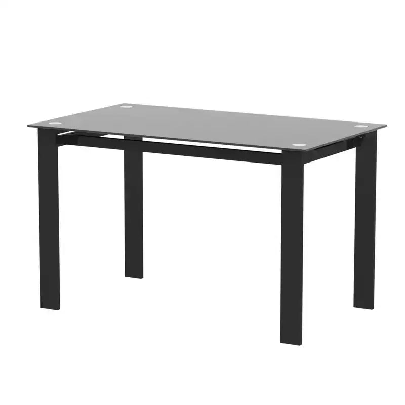 5/7 PCS Dining Table Set Dining Set with PU Chairs & Tempered Glass Dining Table, Black-ModernLuxe