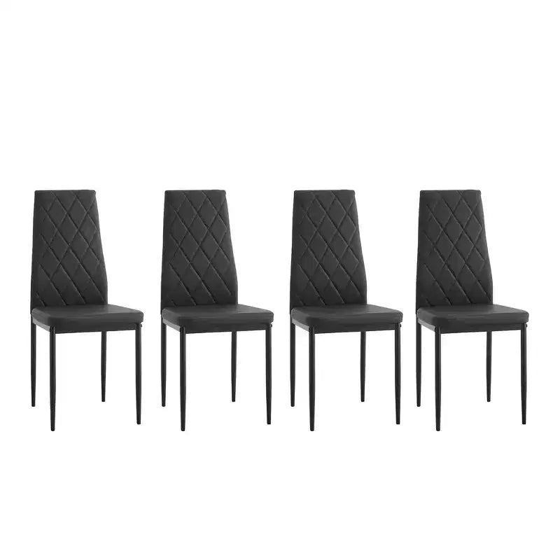 5/7 PCS Dining Table Set Dining Set with PU Chairs & Tempered Glass Dining Table, Black-ModernLuxe