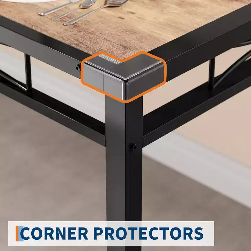 Eetkamerset voor 4 personen, houten keukentafel met 4 gestoffeerde stoelen, set van 4 keukenstoelen met botsingshoek voor kleine ruimtes, keuken