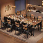 Eetkamerset voor 4 personen, houten keukentafel met 4 gestoffeerde stoelen, set van 4 keukenstoelen met botsingshoek voor kleine ruimtes, keuken