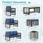 EROMMY 5 Pieces Patio Set Outdoor Furniture Sets Modern Chair Conversation Sets With Coffee Table