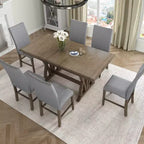 Whisen 7-Piece Dining Table Set with Upholstered Chairs and 12 Leaf