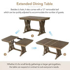 Whisen 7-delige eettafelset met gestoffeerde stoelen en 12-inch verlengblad