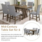 Whisen 7-delige eettafelset met gestoffeerde stoelen en 12-inch verlengblad
