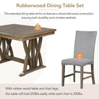 Whisen 7-delige eettafelset met gestoffeerde stoelen en 12-inch verlengblad