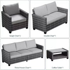 Acekool 5-Piece Outdoor Patio Furniture Set with Weather-Resistant PE Rattan, Tempered Glass Table, Cushioned Chairs for Porch, Balcony, Backyard