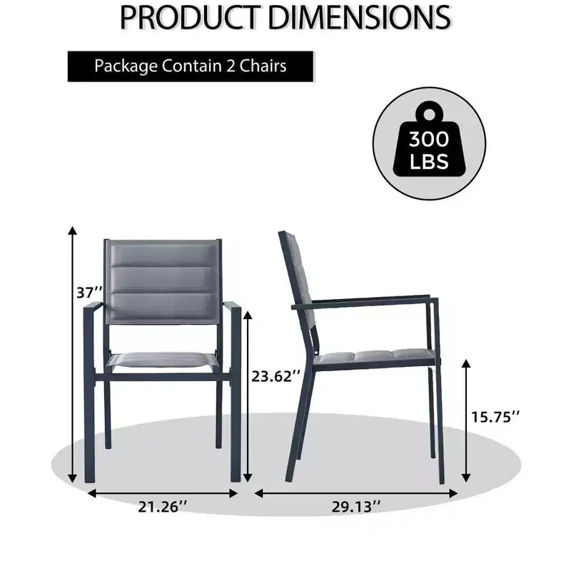 Patio Stackable Chairs Set of 2 Outdoor Aluminum Stacking Dining Chairs with Textilene Fabric for Outdoor Patio Deck Backyard