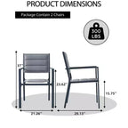 Patio Stackable Chairs Set of 2 Outdoor Aluminum Stacking Dining Chairs with Textilene Fabric for Outdoor Patio Deck Backyard
