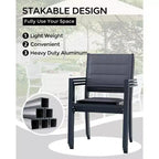 Patio Stackable Chairs Set of 2 Outdoor Aluminum Stacking Dining Chairs with Textilene Fabric for Outdoor Patio Deck Backyard
