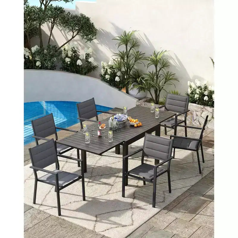 Patio Stackable Chairs Set of 2 Outdoor Aluminum Stacking Dining Chairs with Textilene Fabric for Outdoor Patio Deck Backyard