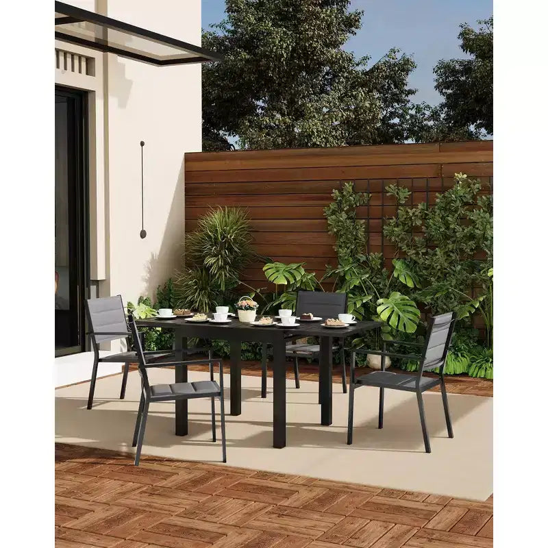 Patio Stackable Chairs Set of 2 Outdoor Aluminum Stacking Dining Chairs with Textilene Fabric for Outdoor Patio Deck Backyard