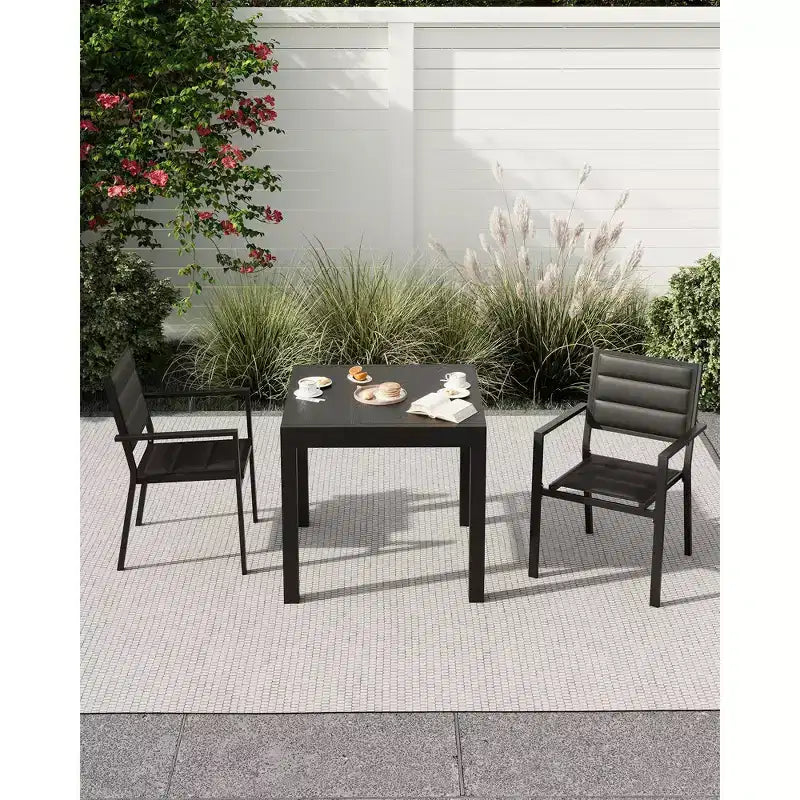 Patio Stackable Chairs Set of 2 Outdoor Aluminum Stacking Dining Chairs with Textilene Fabric for Outdoor Patio Deck Backyard