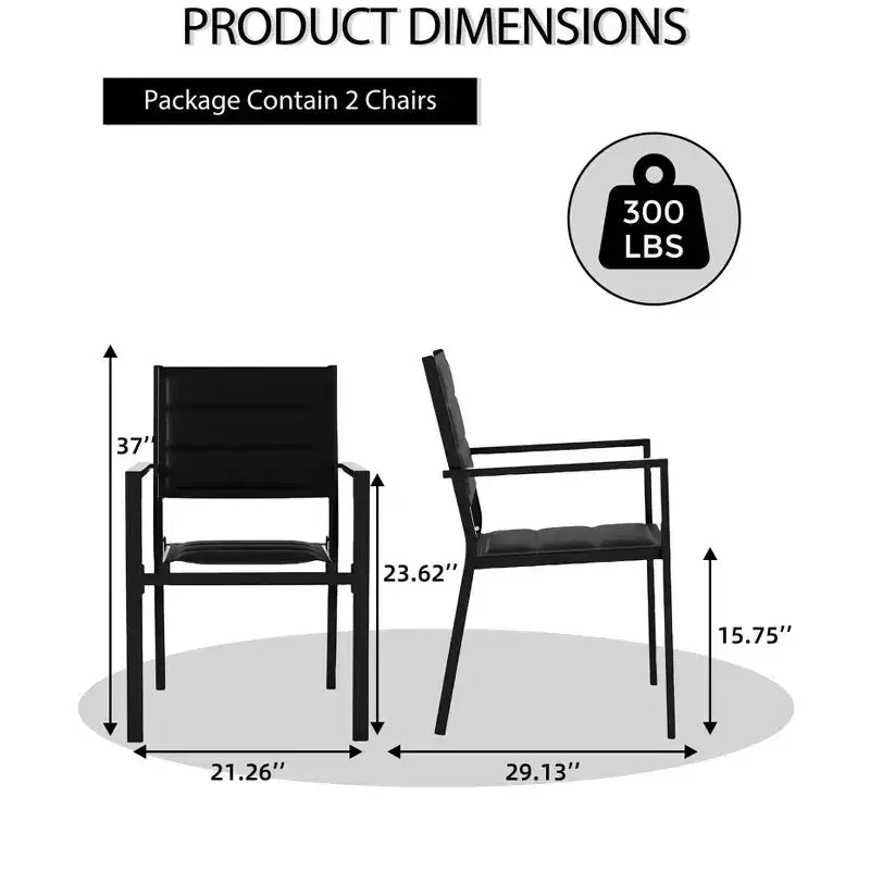 Patio Stackable Chairs Set of 2 Outdoor Aluminum Stacking Dining Chairs with Textilene Fabric for Outdoor Patio Deck Backyard