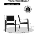 Patio Stackable Chairs Set of 2 Outdoor Aluminum Stacking Dining Chairs with Textilene Fabric for Outdoor Patio Deck Backyard