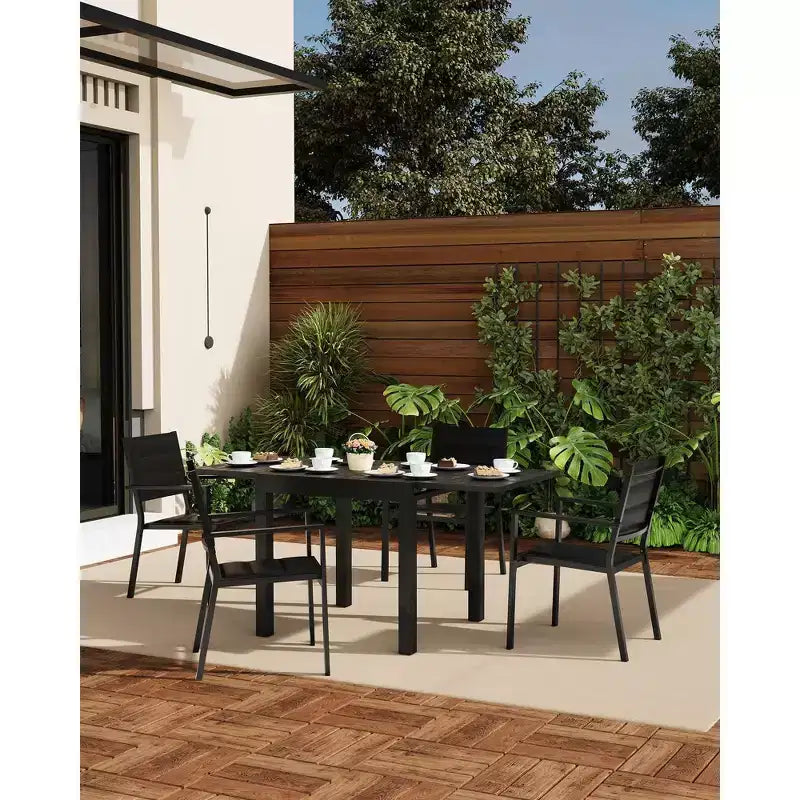 Patio Stackable Chairs Set of 2 Outdoor Aluminum Stacking Dining Chairs with Textilene Fabric for Outdoor Patio Deck Backyard