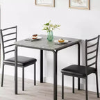 Compacte driedelige dubbele eetkamertafel- en stoelenset, ruimtebesparende eettafel met gestoffeerde stoelen voor kleine ruimtes en ontbijthoeken