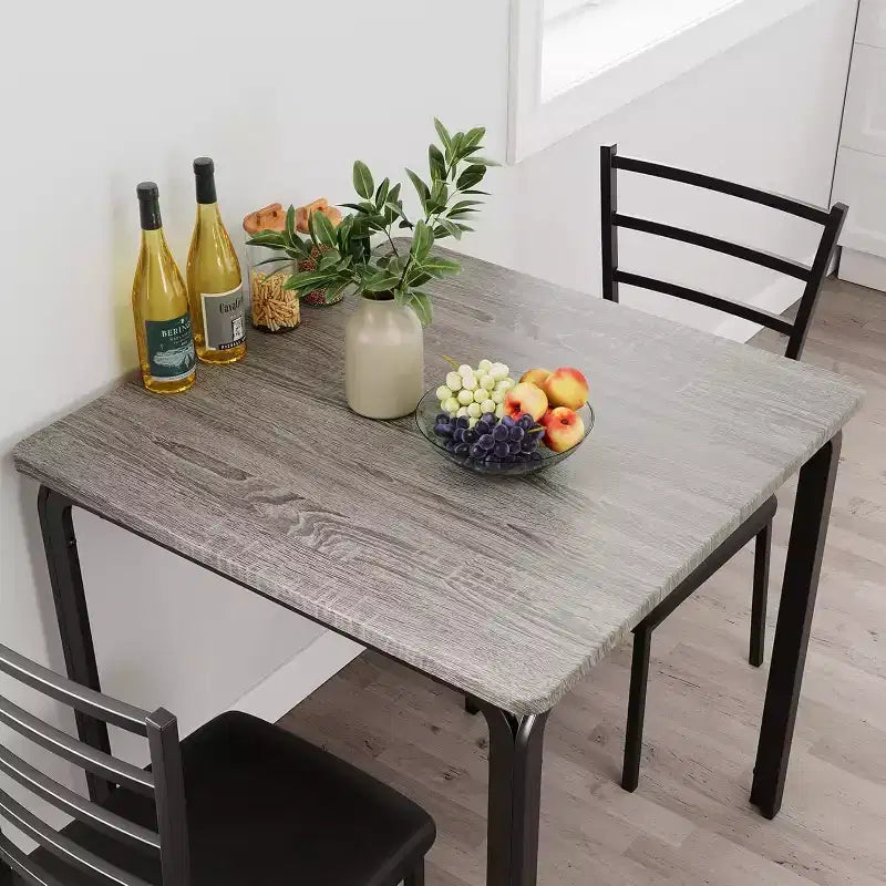 Compacte driedelige dubbele eetkamertafel- en stoelenset, ruimtebesparende eettafel met gestoffeerde stoelen voor kleine ruimtes en ontbijthoeken