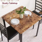 Compacte driedelige dubbele eetkamertafel- en stoelenset, ruimtebesparende eettafel met gestoffeerde stoelen voor kleine ruimtes en ontbijthoeken