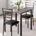 Compacte driedelige dubbele eetkamertafel- en stoelenset, ruimtebesparende eettafel met gestoffeerde stoelen voor kleine ruimtes en ontbijthoeken