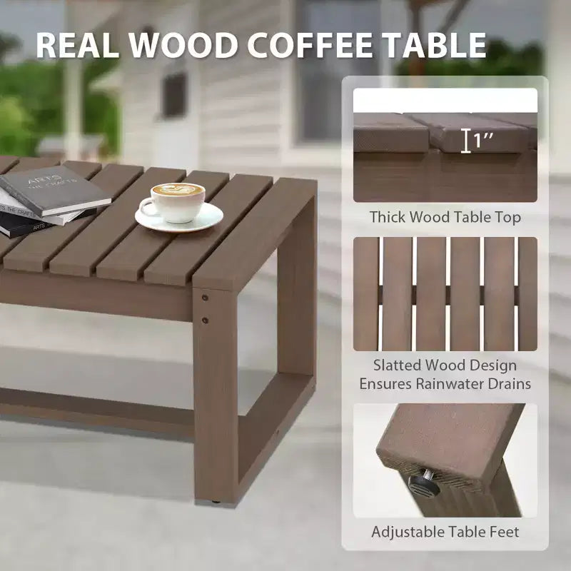 EAGLE PEAK 4 Pieces Natural Cedar Wood Patio Furniture, Outdoor Conversation Set with Coffee Table