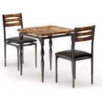 3 Piece Dining Table Set, Dining Table Set for 2, Spiral Table Legs, Industrial Style Kitchen Table Set, for Small Spaces, Kitchen, Apartment