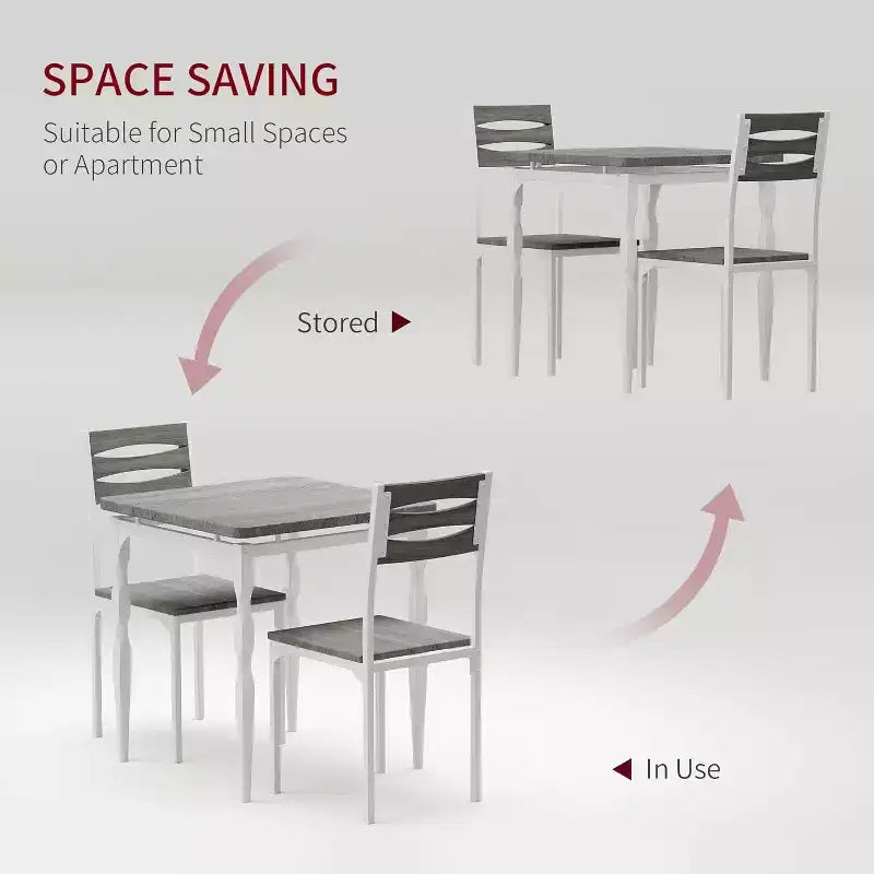 3 Piece Dining Table Set, Dining Table Set for 2, Spiral Table Legs, Industrial Style Kitchen Table Set, for Small Spaces, Kitchen, Apartment