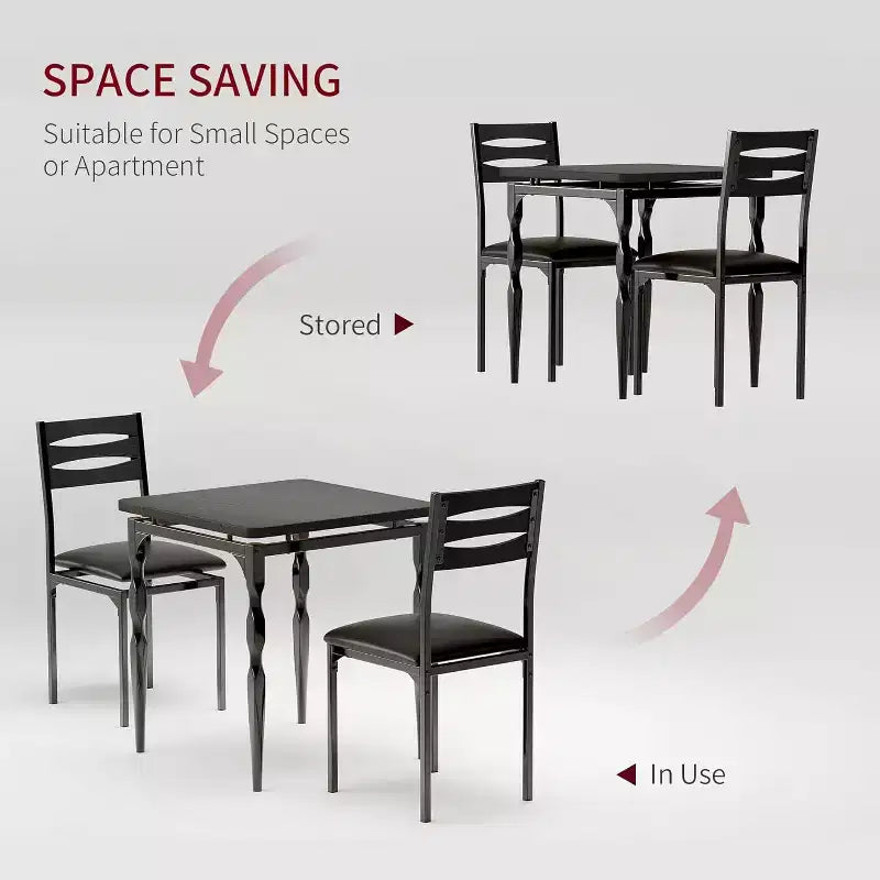 3 Piece Dining Table Set, Dining Table Set for 2, Spiral Table Legs, Industrial Style Kitchen Table Set, for Small Spaces, Kitchen, Apartment