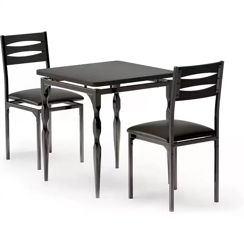 3 Piece Dining Table Set, Dining Table Set for 2, Spiral Table Legs, Industrial Style Kitchen Table Set, for Small Spaces, Kitchen, Apartment
