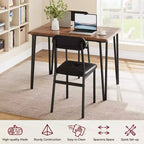 Dining Table Set for 4, Small Square Kitchen Table and 4 Upholstered Chairs, 5 Piece Modern Wooden Table with 4 Chairs