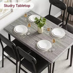 Dining Table Set for 4, Small Square Kitchen Table and 4 Upholstered Chairs, 5 Piece Modern Wooden Table with 4 Chairs
