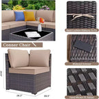 ALAULM 13 Pieces Patio Furniture Set, Rattan Wicker Outdoor Conversation Sets, Furniture Sectional Sofa Set