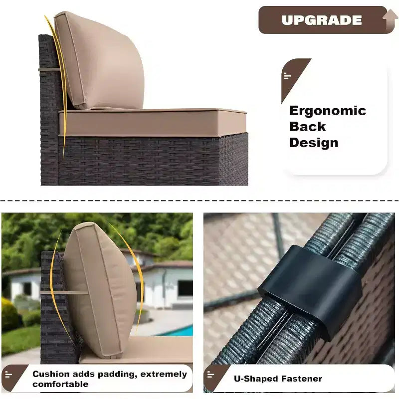 ALAULM 13 Pieces Patio Furniture Set, Rattan Wicker Outdoor Conversation Sets, Furniture Sectional Sofa Set