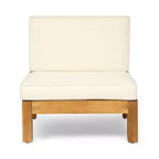 Christopher Knight Home Oana Outdoor Acacia Wood 6 Seater Sofa and Club Chair Chat Set with Cushions